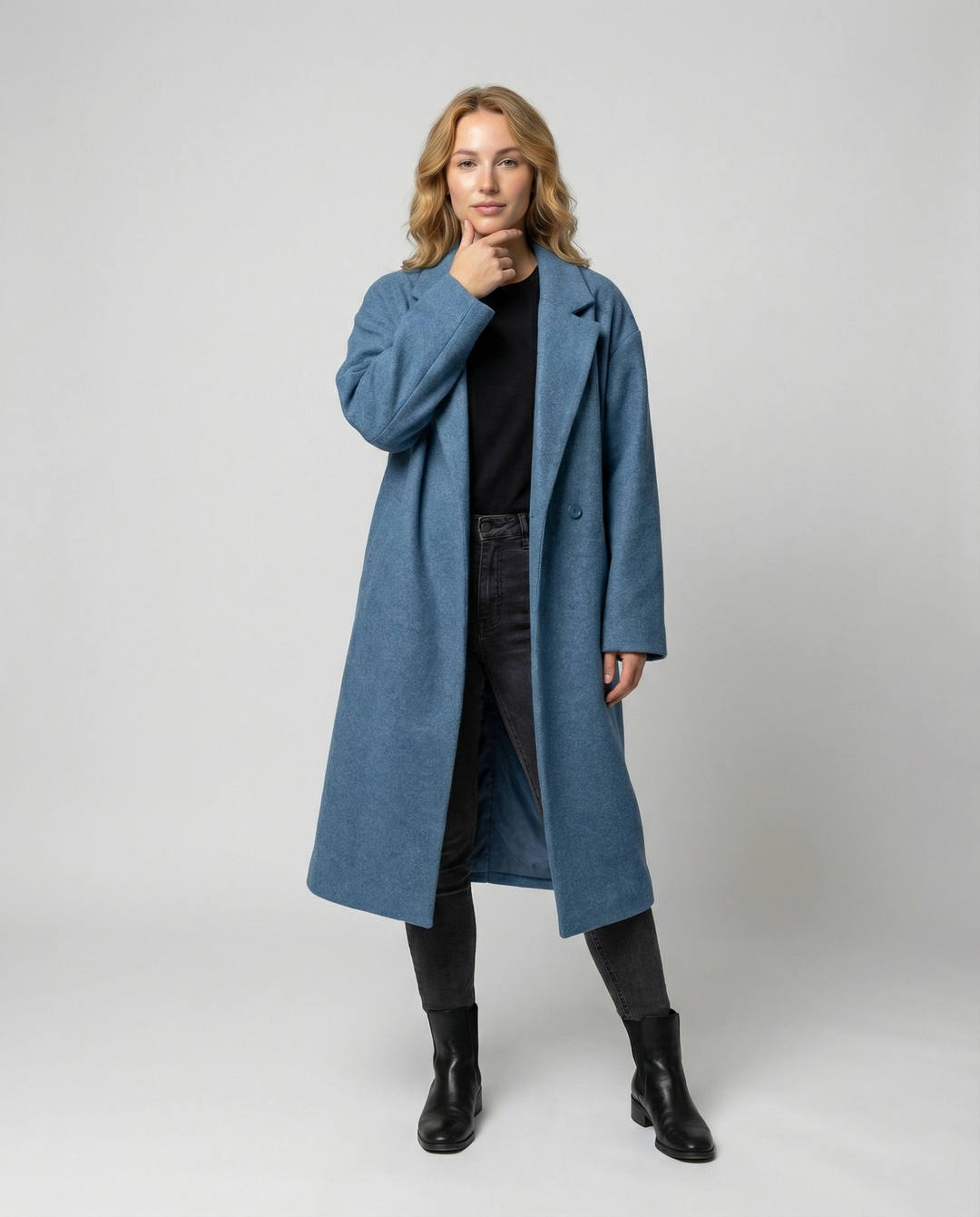 Damen Eleganter Oversized Wollmantel mit Taschen & Komfort | R&B