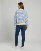 Damen lässiges gestreiftes Sweatshirt mit Boxy-Schnitt und kontrastierenden Abschlüssen R&B