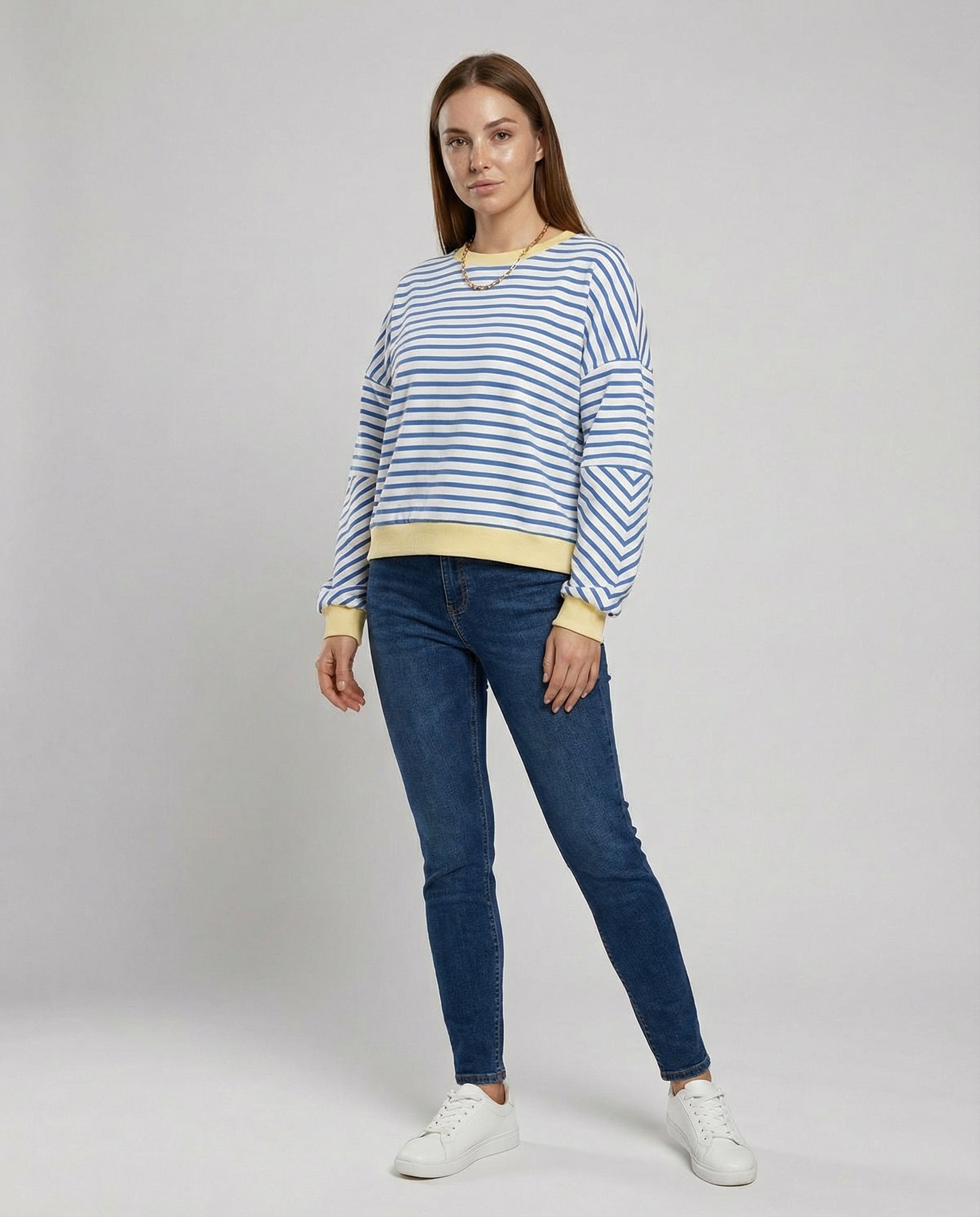 Boxy Sweatshirt Damen Gestreift | R&B