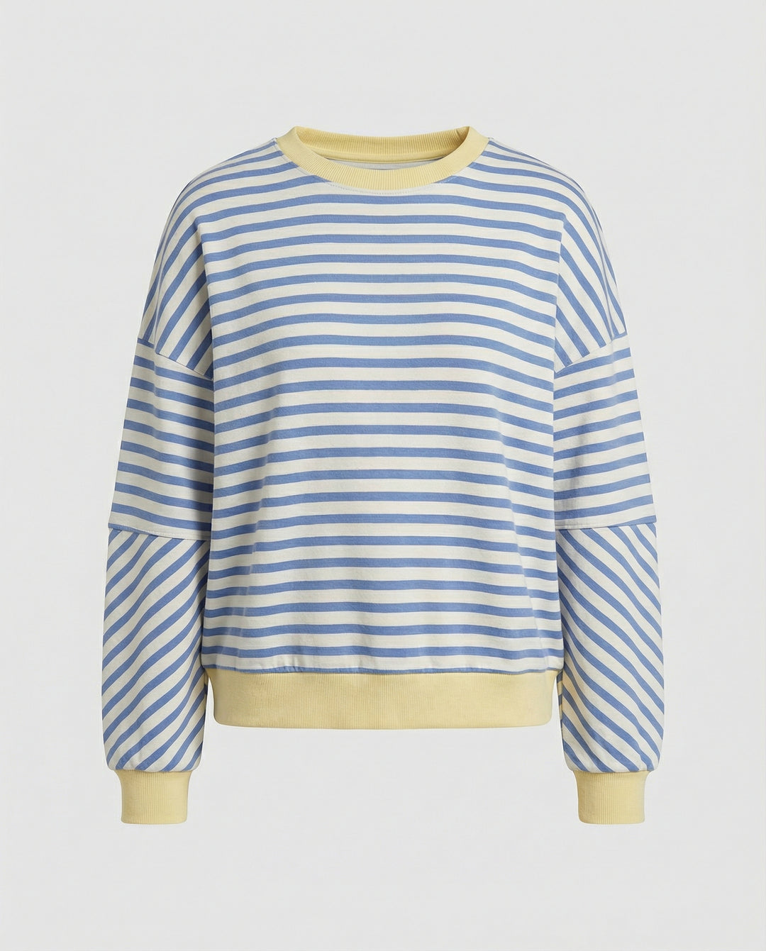 Damen lässiges gestreiftes Sweatshirt mit Boxy-Schnitt und kontrastierenden Abschlüssen R&B