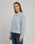 Damen lässiges gestreiftes Sweatshirt mit Boxy-Schnitt und kontrastierenden Abschlüssen R&B