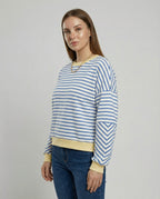 Damen lässiges gestreiftes Sweatshirt mit Boxy-Schnitt und kontrastierenden Abschlüssen R&B