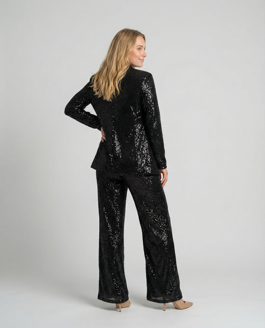 Damen Glitzerndes Blazeranzug mit weitem Bein und schimmernden Pailletten R&B
