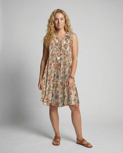 R&B | Damen Floral Mini Kleid Ohne Ärmel