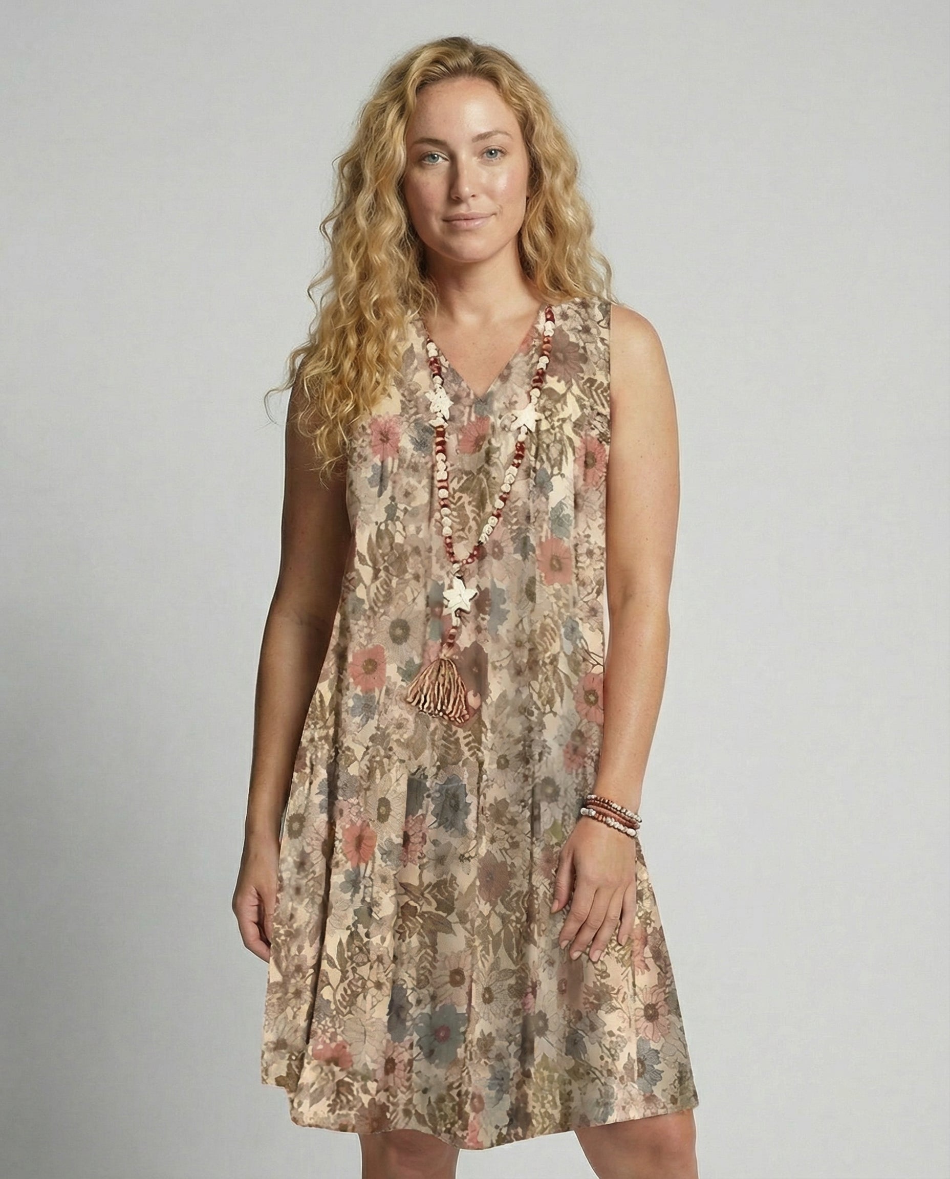 R&B | Damen Floral Mini Kleid Ohne Ärmel