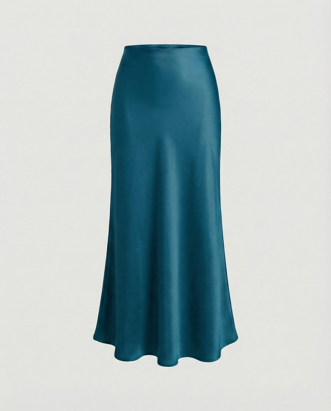 Damen Satin-Midirock mit fließendem Schnitt und hohem Bund R&B