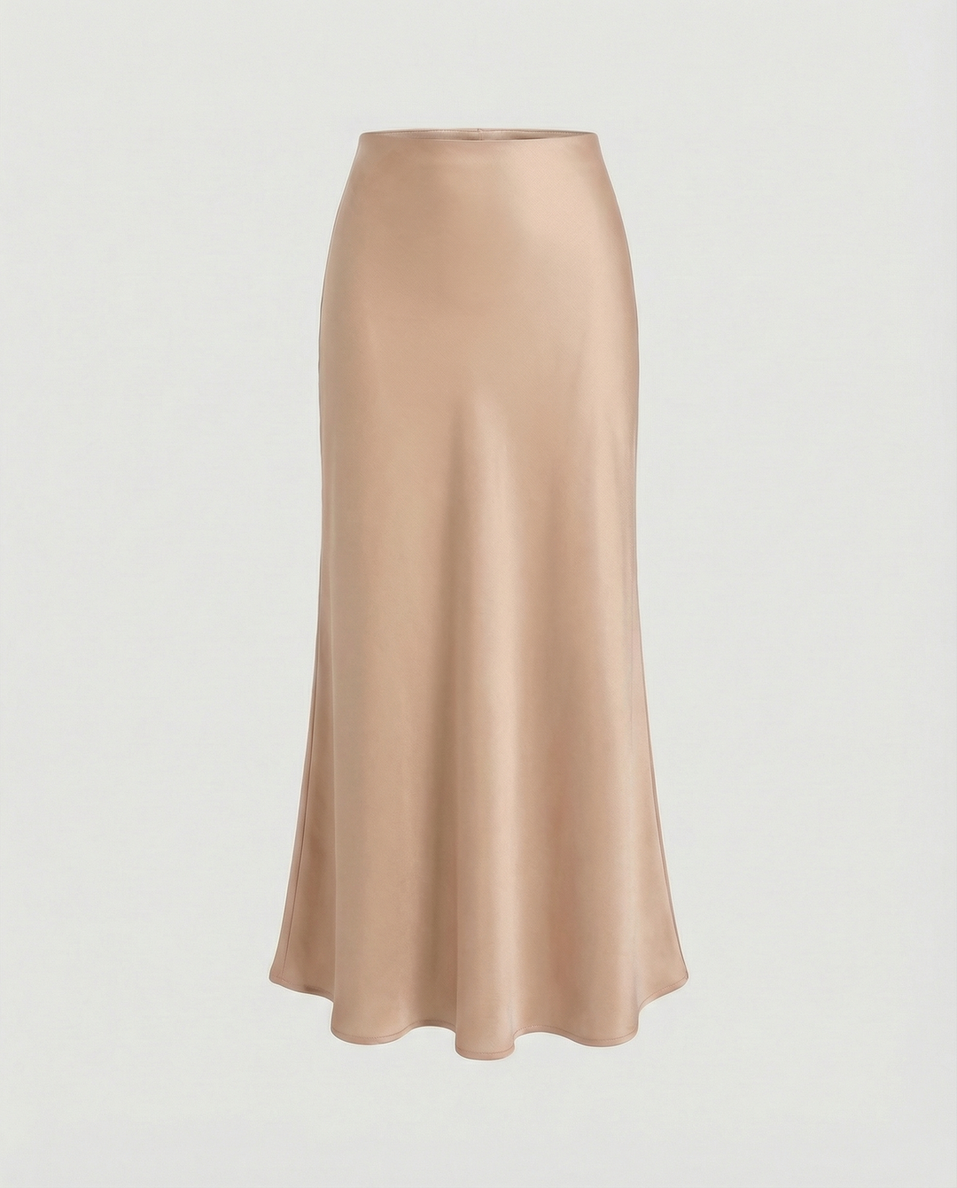 Damen Satin-Midirock mit fließendem Schnitt und hohem Bund R&B