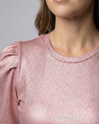 Damen funkelndes Oberteil mit voluminösen Ärmeln R&B