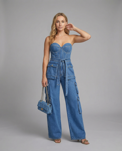 Damen Cargo-Overall mit hochgeschlossenem Design und praktischen Taschen R&B
