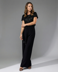 Damen Glitzernder Jumpsuit mit weitem Bein und Taillengürtel R&B