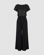 Damen Glitzernder Jumpsuit mit weitem Bein und Taillengürtel R&B