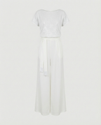 Damen Glitzernder Jumpsuit mit weitem Bein und Taillengürtel R&B