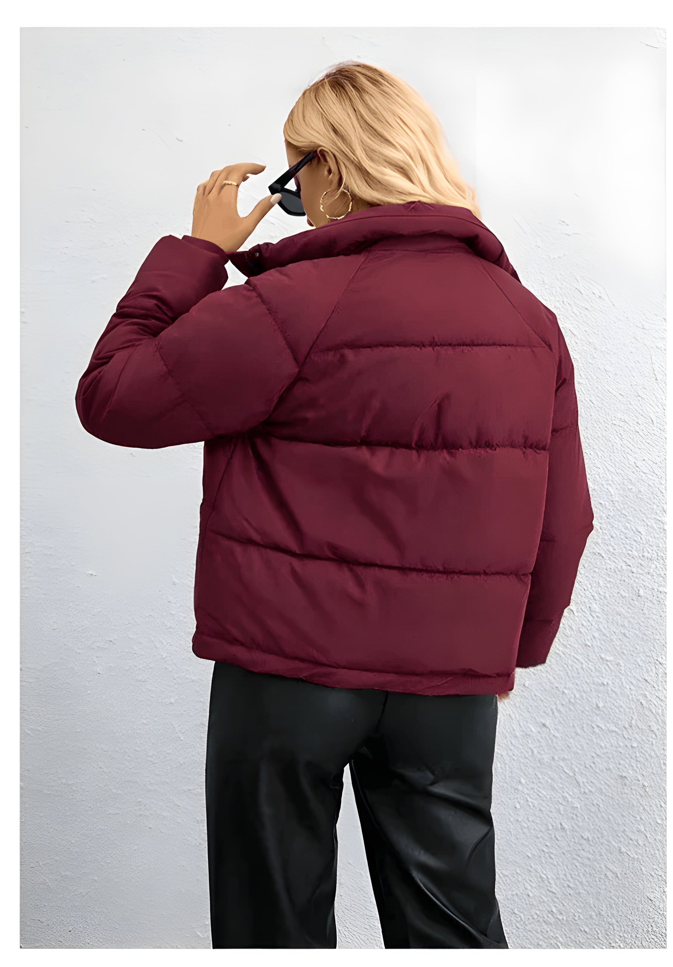 R&B | Warme Damen Pufferjacke mit Reißverschluss und Hohem Kragen