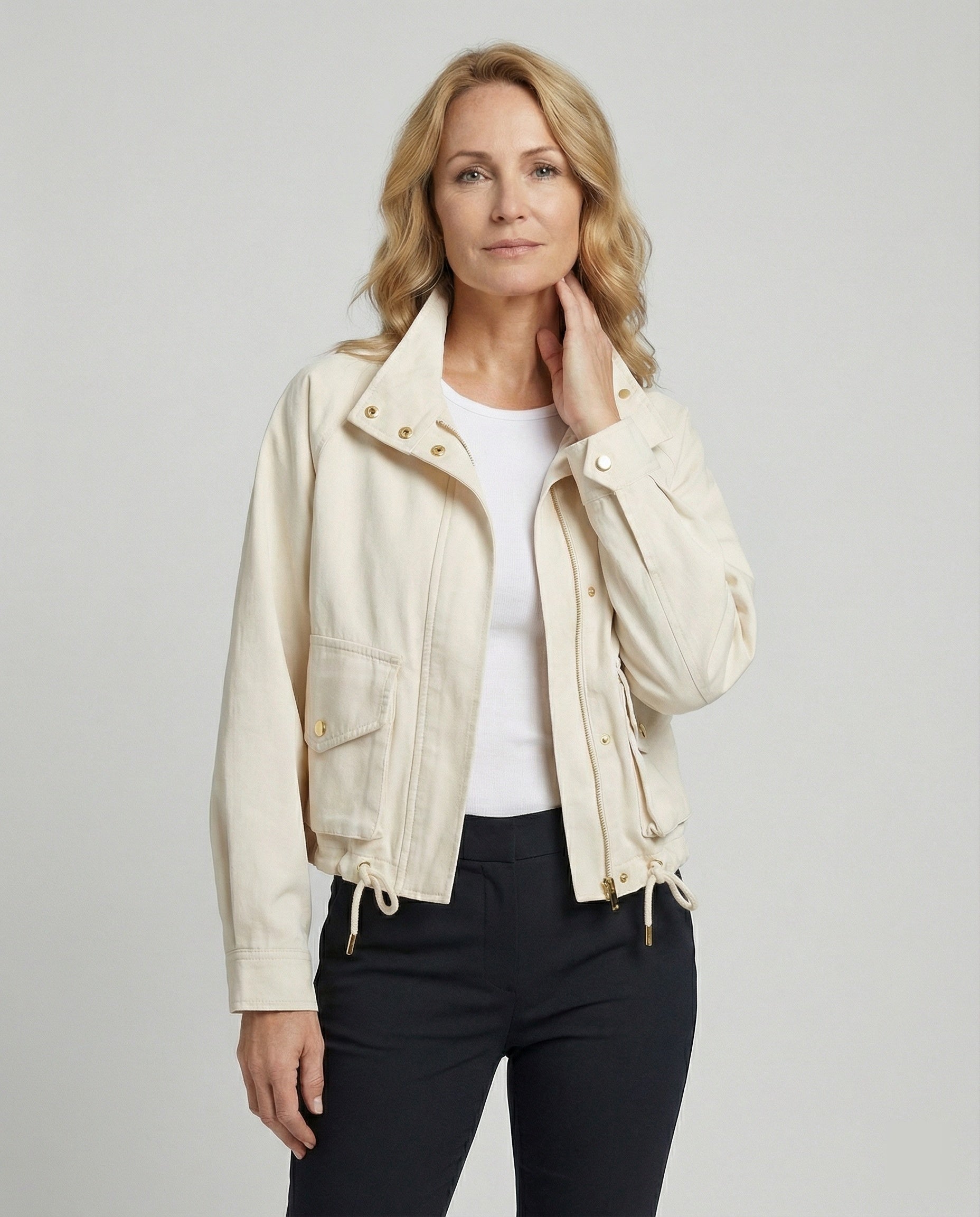 Damen Kurzjacke Trenchcoat mit Kordelzug Lockere Passform Frühling