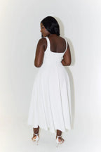 Midi-Kleid mit Hoher Taille und Quadrat-Ausschnitt