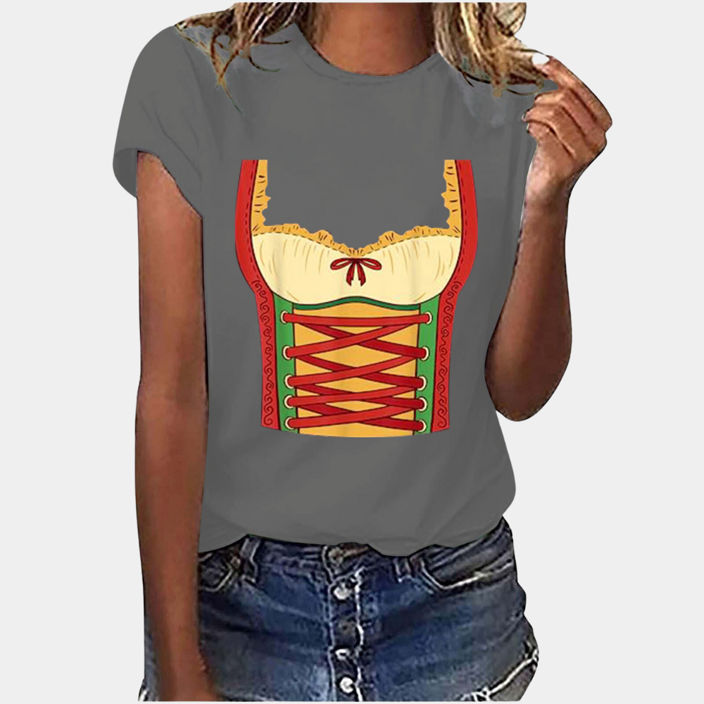 R&B | T-Shirt Kurze Ärmel Dirndl Druck T-Shirts Damenbekleidung