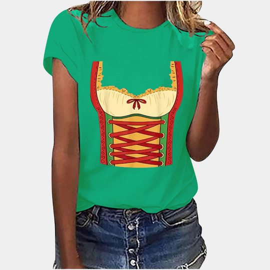 R&B | T-Shirt Kurze Ärmel Dirndl Druck T-Shirts Damenbekleidung