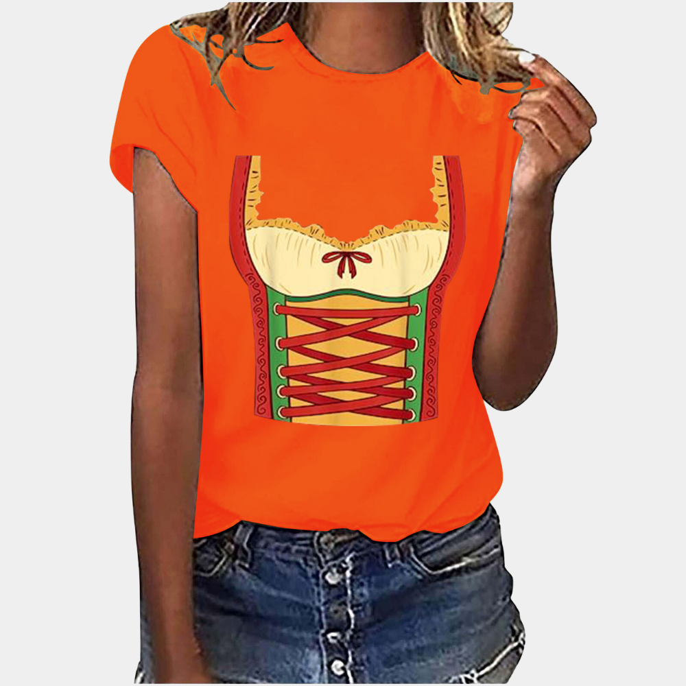 R&B | T-Shirt Kurze Ärmel Dirndl Druck T-Shirts Damenbekleidung