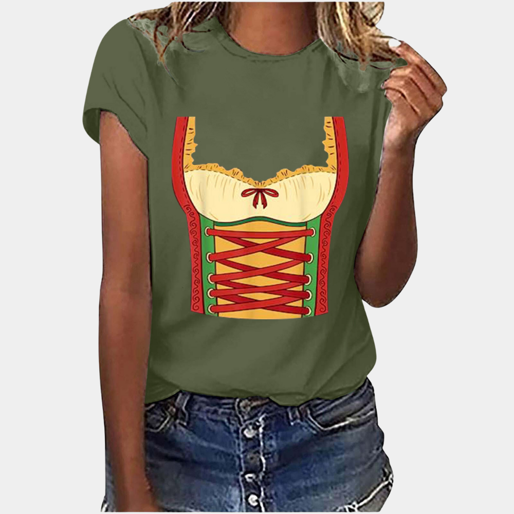 R&B | T-Shirt Kurze Ärmel Dirndl Druck T-Shirts Damenbekleidung
