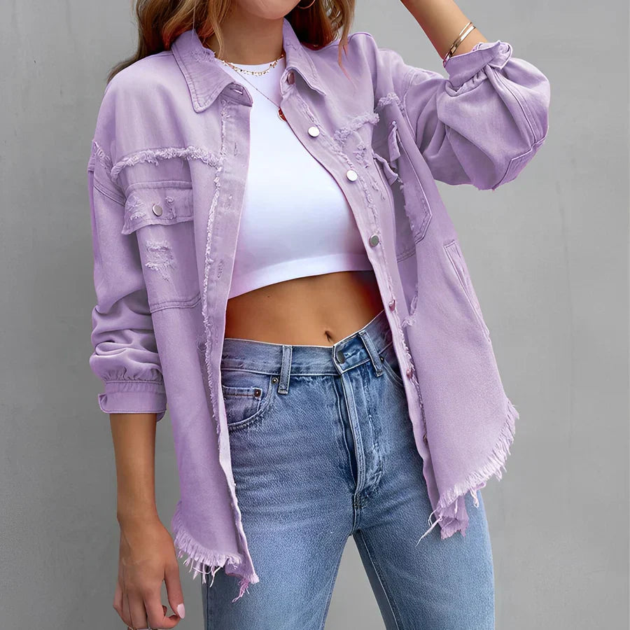 Heidi-Mode | Zerrissenes Denim-Hemd mit Knopfleiste