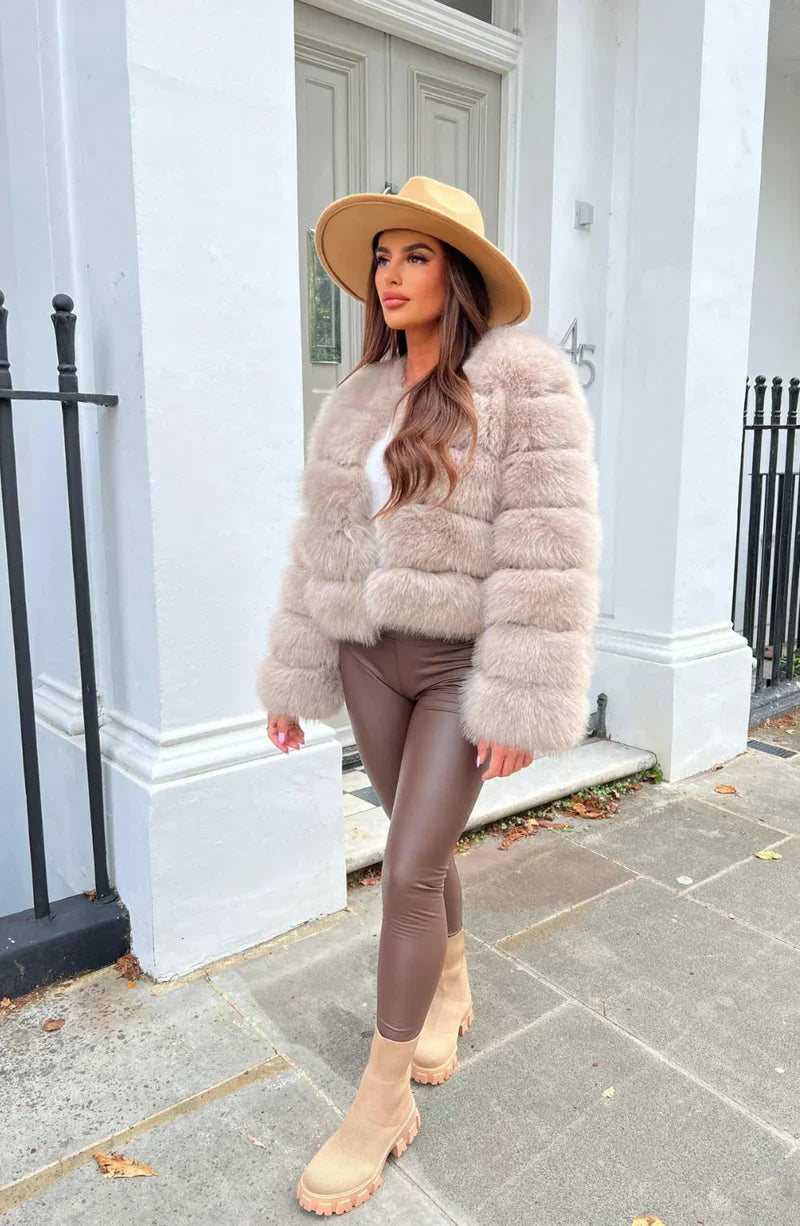 R&B | Kunstfell Puffermantel Kurze Plüsch Winterjacke