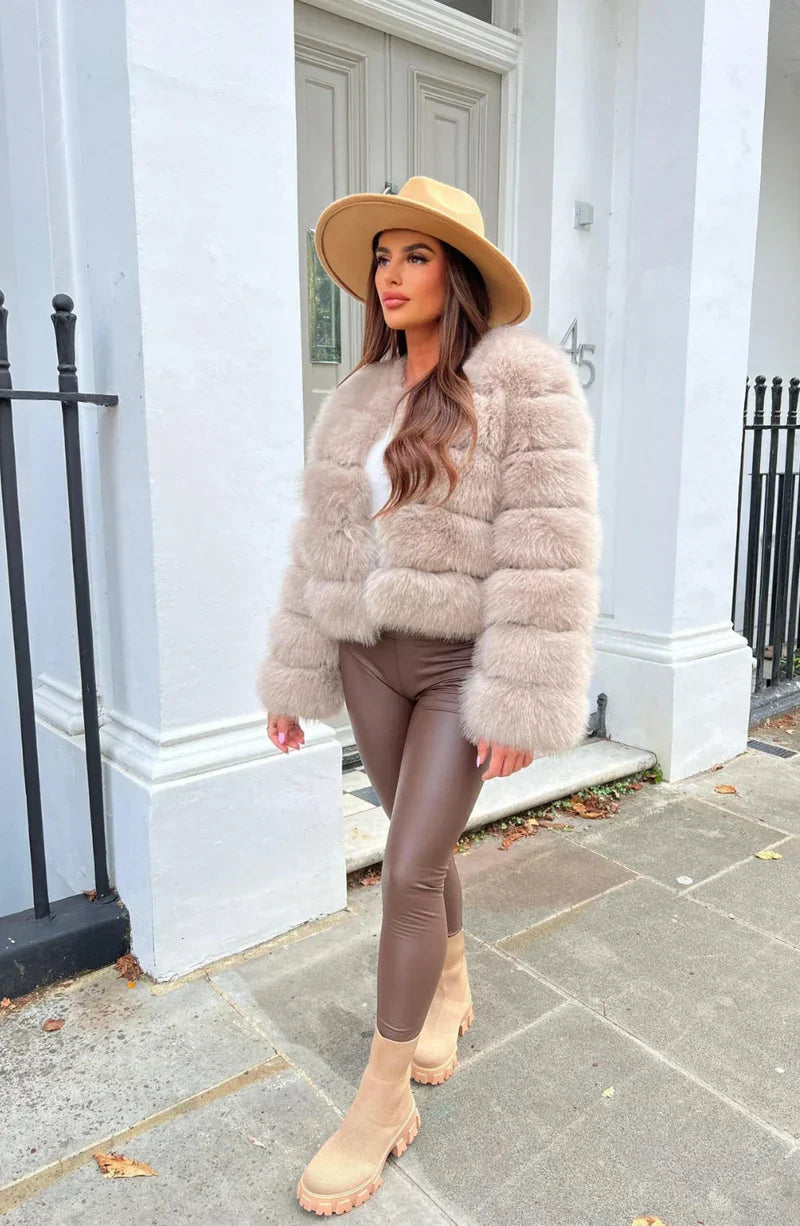 R&B | Kunstfell Puffermantel Kurze Plüsch Winterjacke