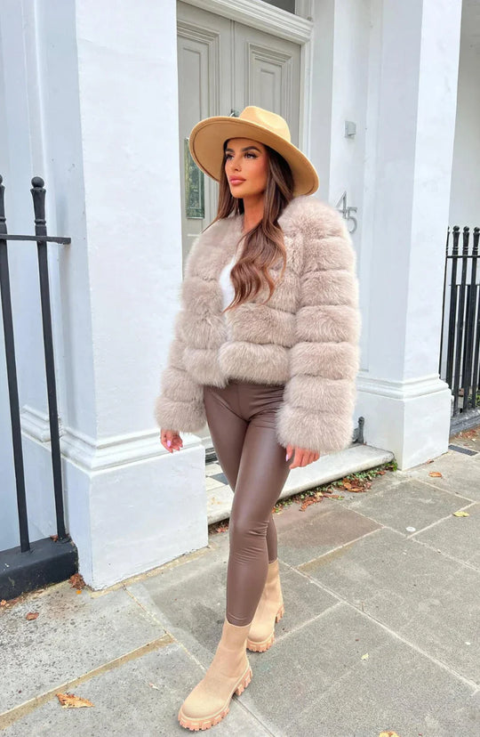 R&B | Kunstfell Puffermantel Kurze Plüsch Winterjacke