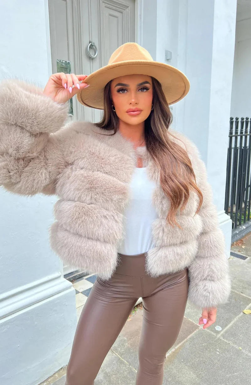 R&B | Kunstfell Puffermantel Kurze Plüsch Winterjacke