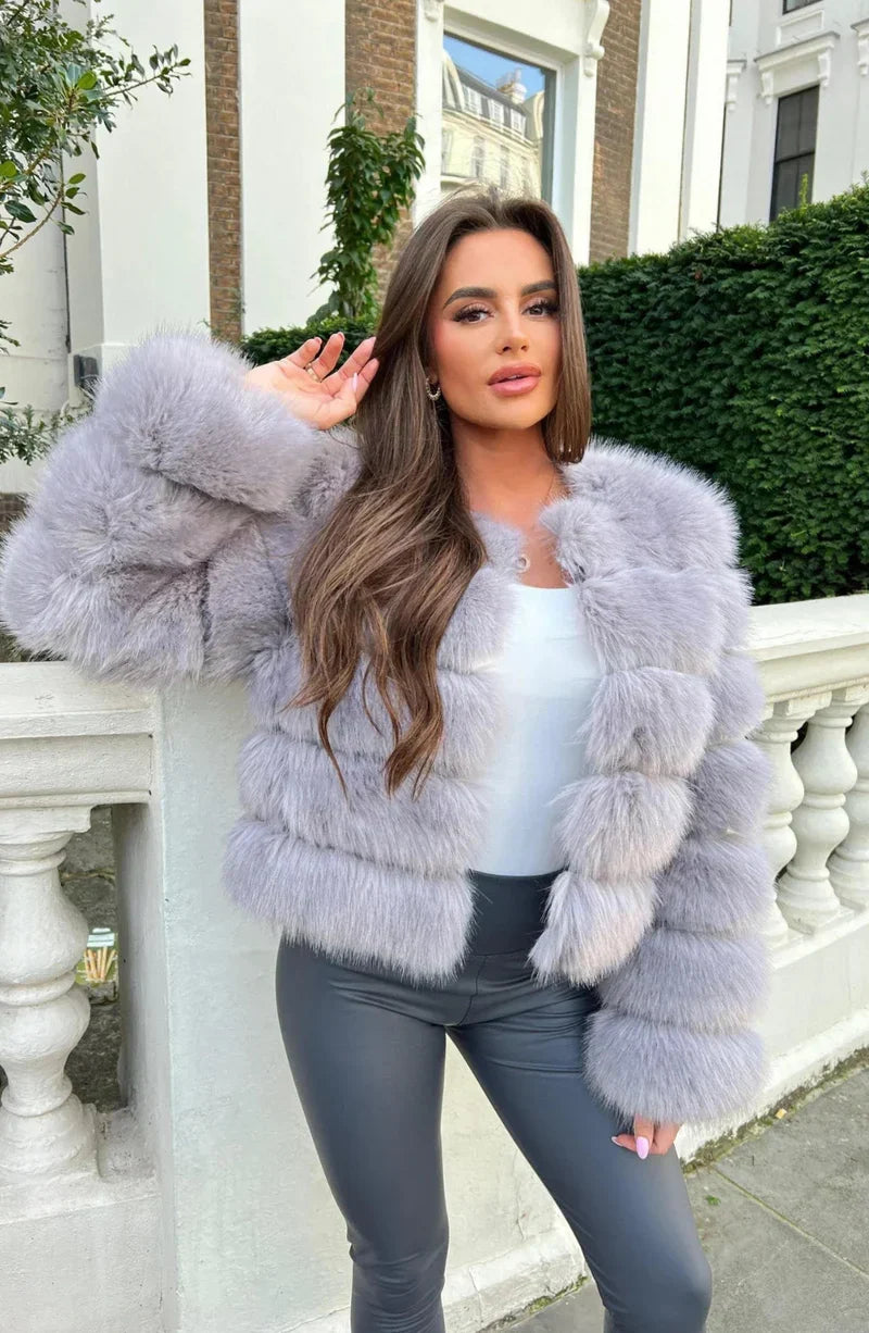R&B | Kunstfell Puffermantel Kurze Plüsch Winterjacke