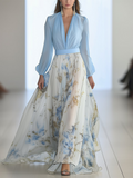 R&B | Glänzendes Floral Print Maxikleid