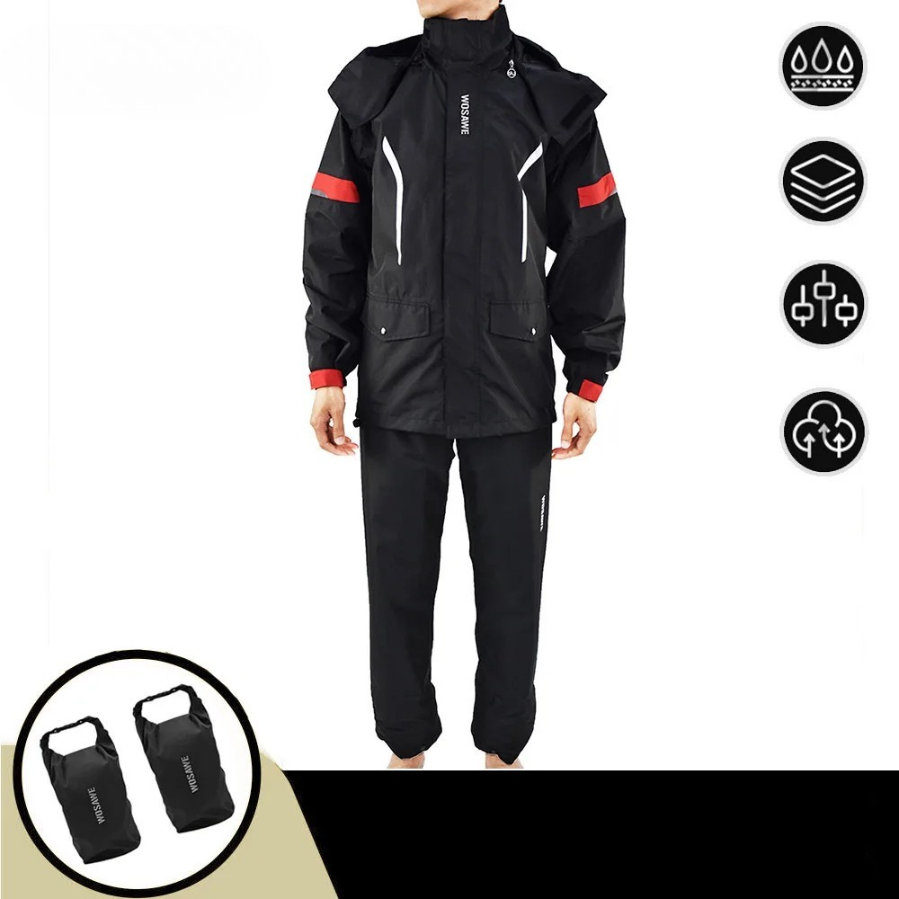 R&B | Herren Motorrad Regenjacke Wasserdicht - Reflexschwarz/Grün S-2XL