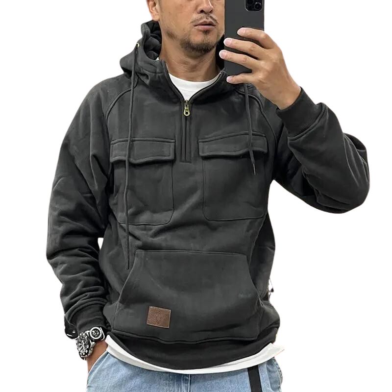 R&B | Funktionale Kapuzenjacke mit Reißverschluss und Vordertaschen Baumwolle Komfortabel und Praktisch