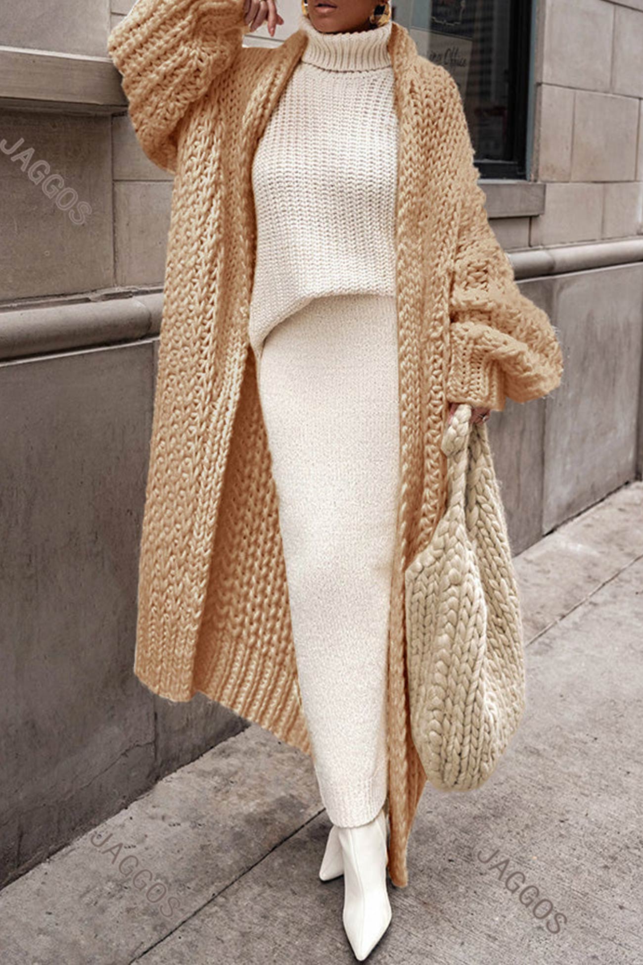 R&B | Damen Lange Gestrickte Strickjacke