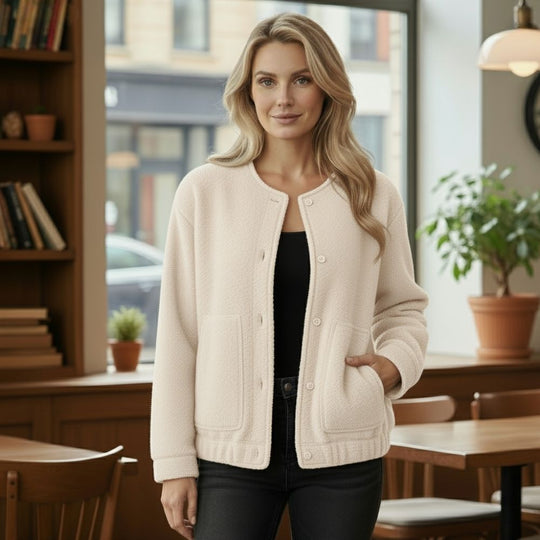 R&B | Damen Oversized Jacke Top Coat Lange Ärmel mit Versteckten Knöpfen