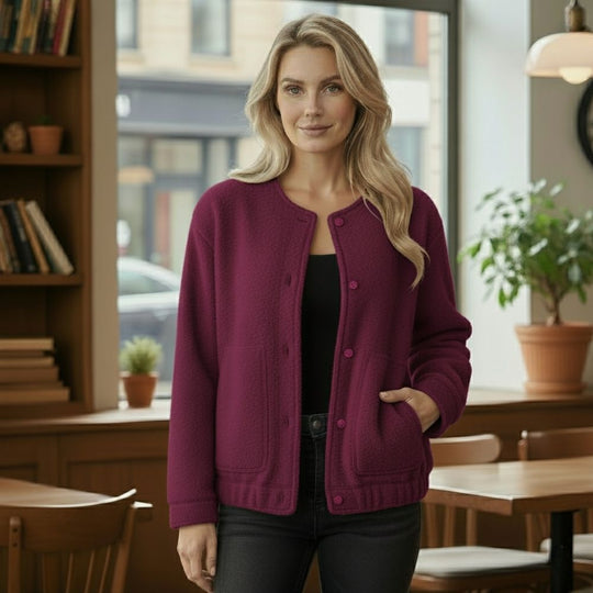 R&B | Damen Oversized Jacke Top Coat Lange Ärmel mit Versteckten Knöpfen