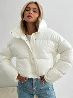 R&B | Pufferjacke - Gepolstert und Kurze Passform - Hoher Kragen - Winddicht und Warm