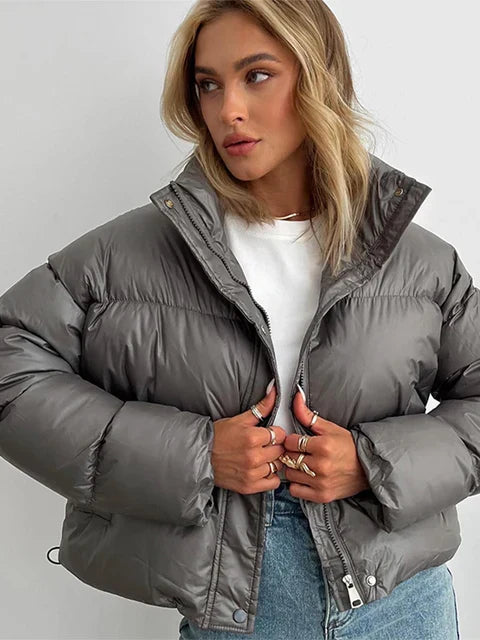 R&B | Pufferjacke - Gepolstert und Kurze Passform - Hoher Kragen - Winddicht und Warm