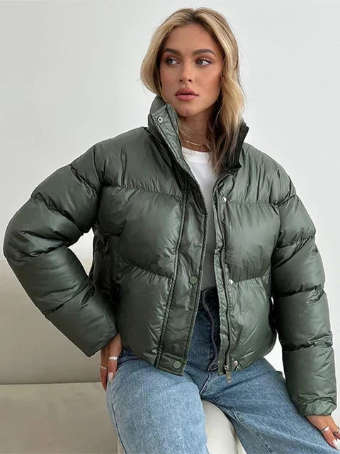 R&B | Pufferjacke - Gepolstert und Kurze Passform - Hoher Kragen - Winddicht und Warm