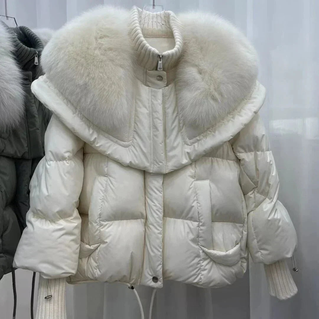 R&B | Damen Warmer Kurzer Mantel mit Gepolsterter Kapuze