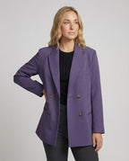 Oversize Damen Blazer Retro Violett Lockerer Schnitt Business Jacke