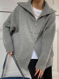 R&B | Damen Übergröße Strickjacke mit offenem Kragen und langen Ärmeln