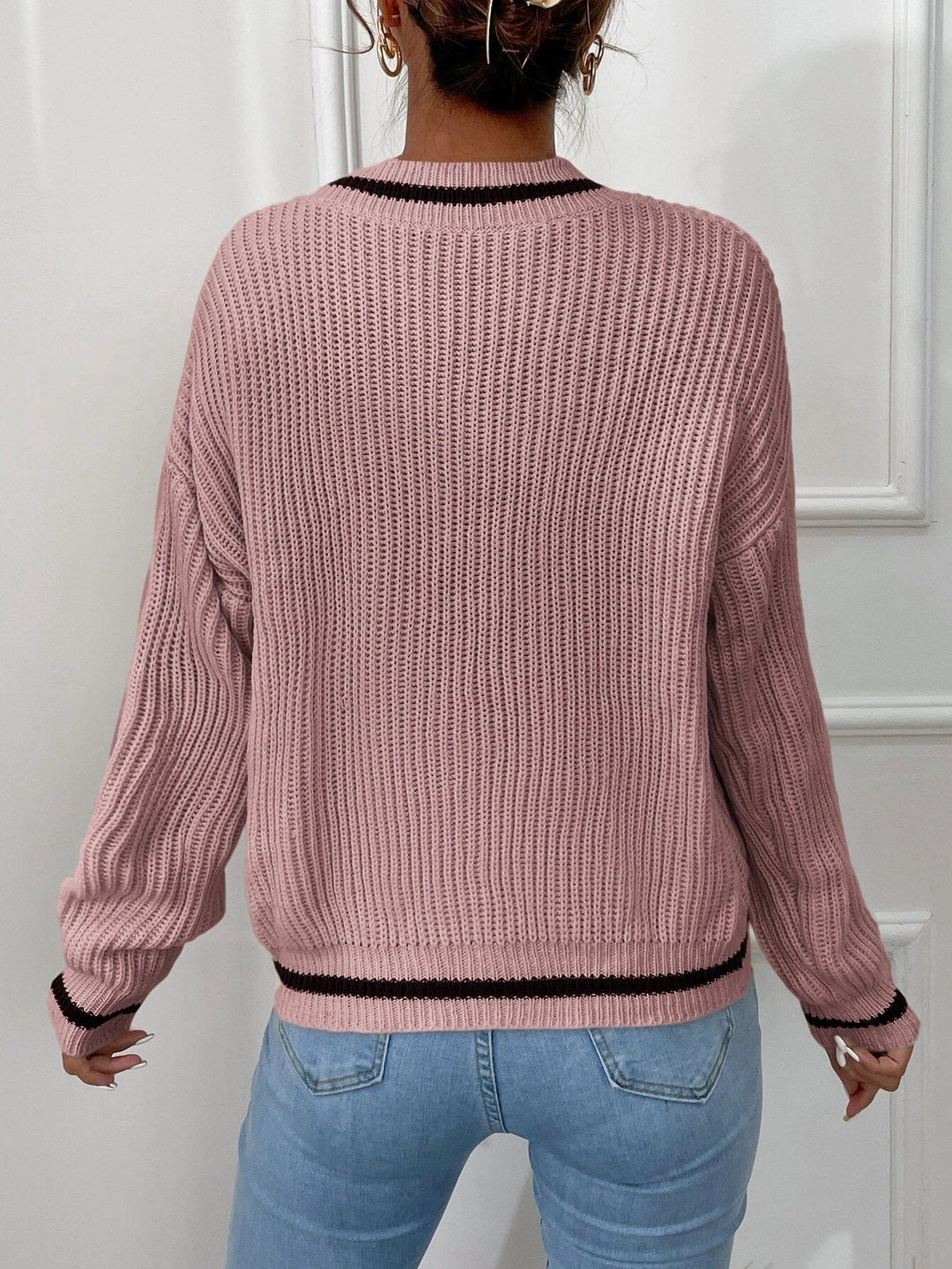 R&B | Pullover mit V-Ausschnitt und Patchwork