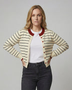 Gestreifte Strickjacke Damen Herbst Loose Fit Weicher Cardigan