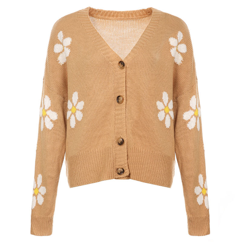 R&B | Strickjacke mit Zartem Blumenmuster Design