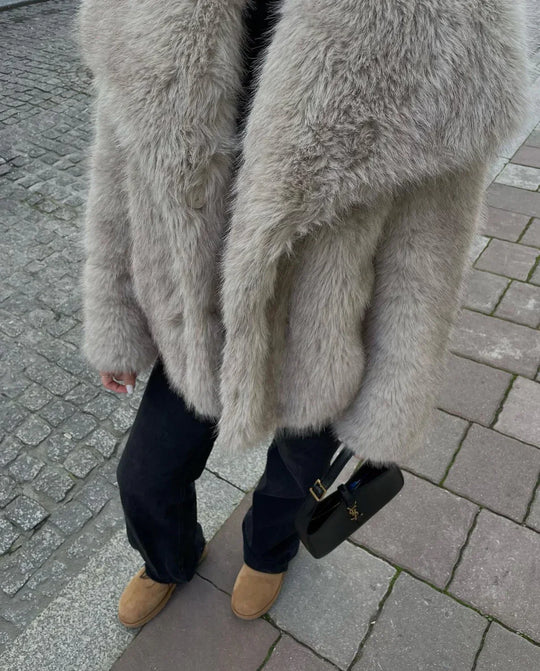 R&B | Pelzmantel Weiches Kunstfell Übergrößenpassform Elegant und Warm