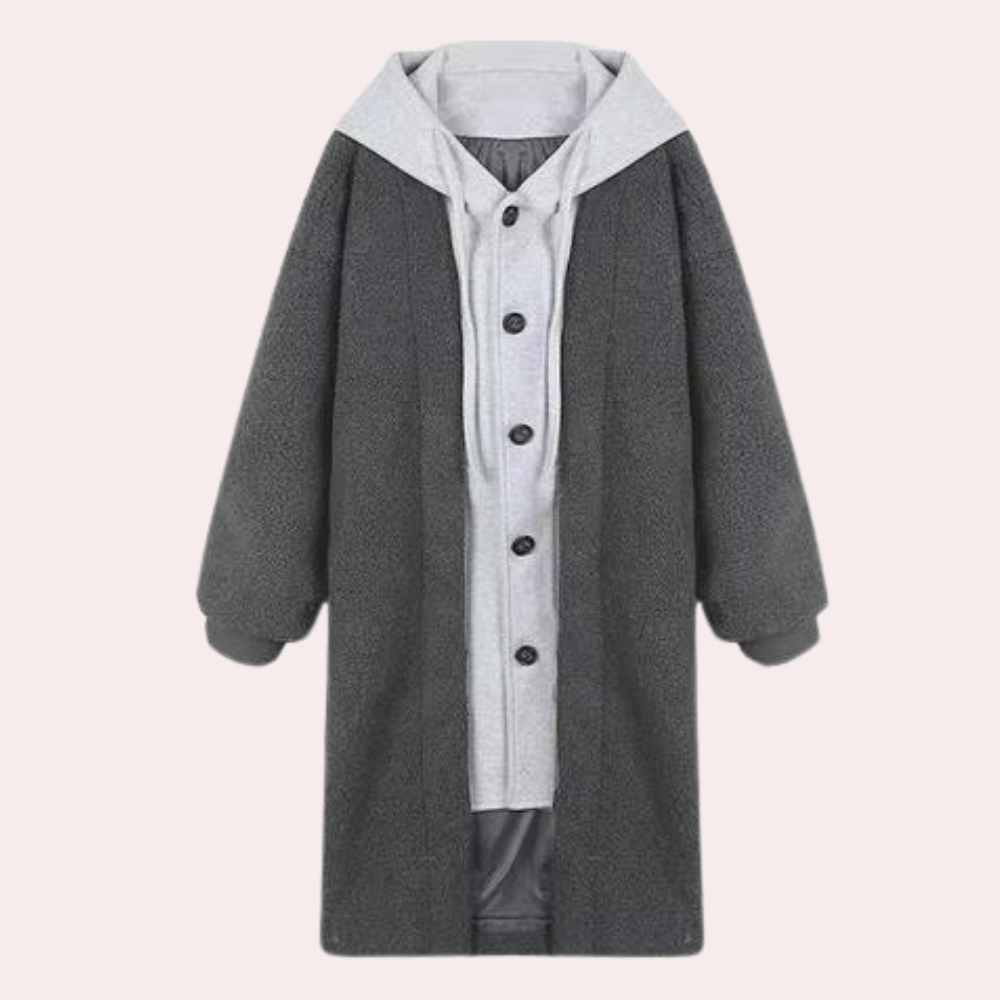 R&B | Lässige Lange Damenjacke mit Kapuze