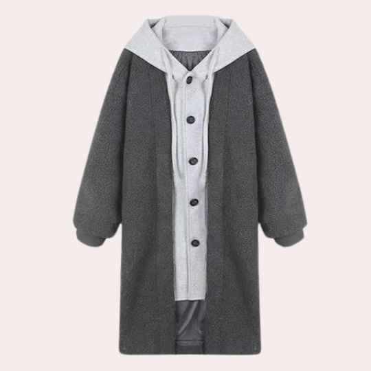 R&B | Lässige Lange Damenjacke mit Kapuze