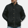 R&B | Bomberjacke Lockere Passform Wollmischung Knopfverschluss Gerippter Saum