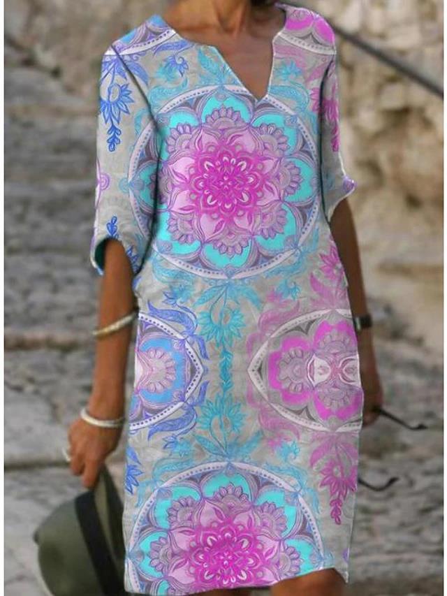 Stilvolles A-Blumenkleid