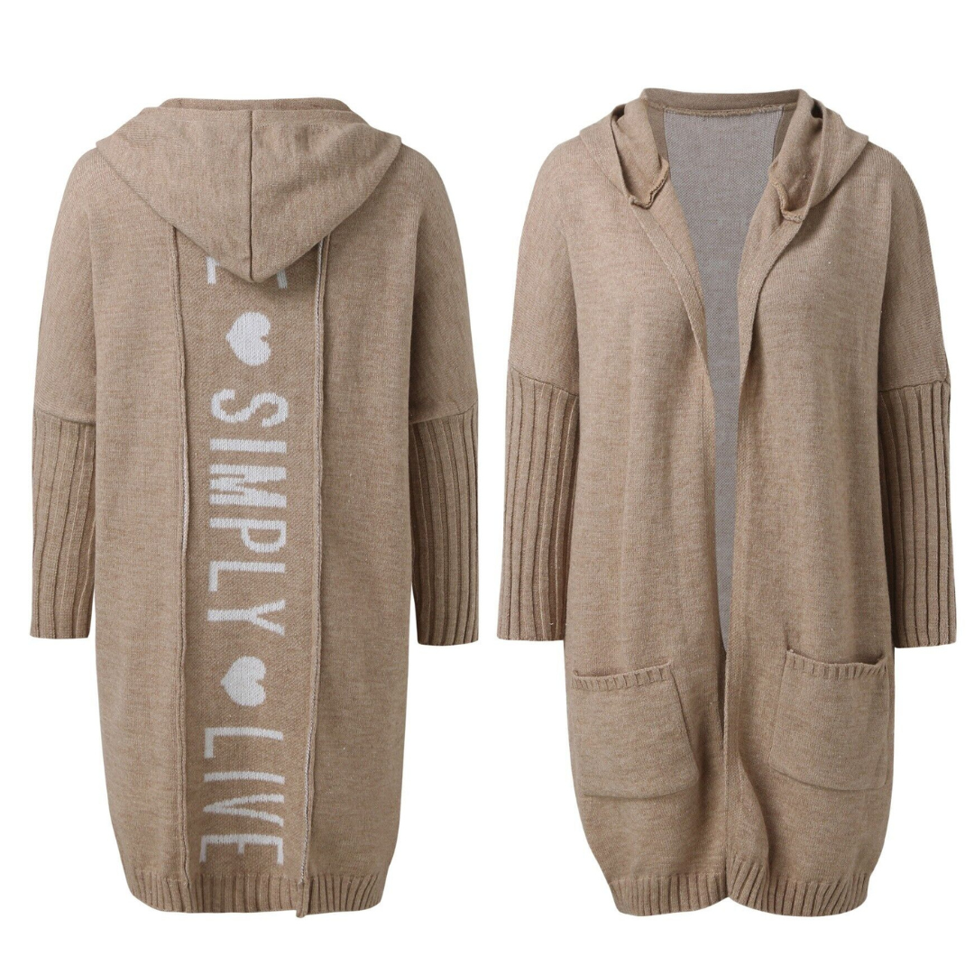 R&B | langer Cardigan mit Kapuze Weich & Warm